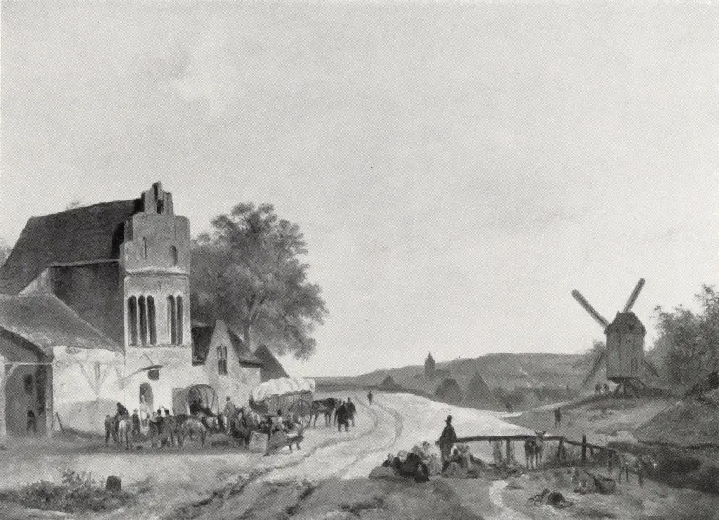 Wijnand Nuijen - Een rust bij een herberg in het Zevengebergte  (1831)